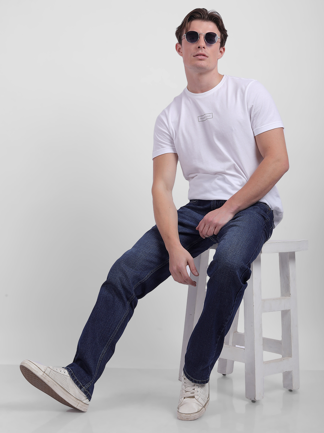 Numero Uno Men Faded Dark Blue Jeans
